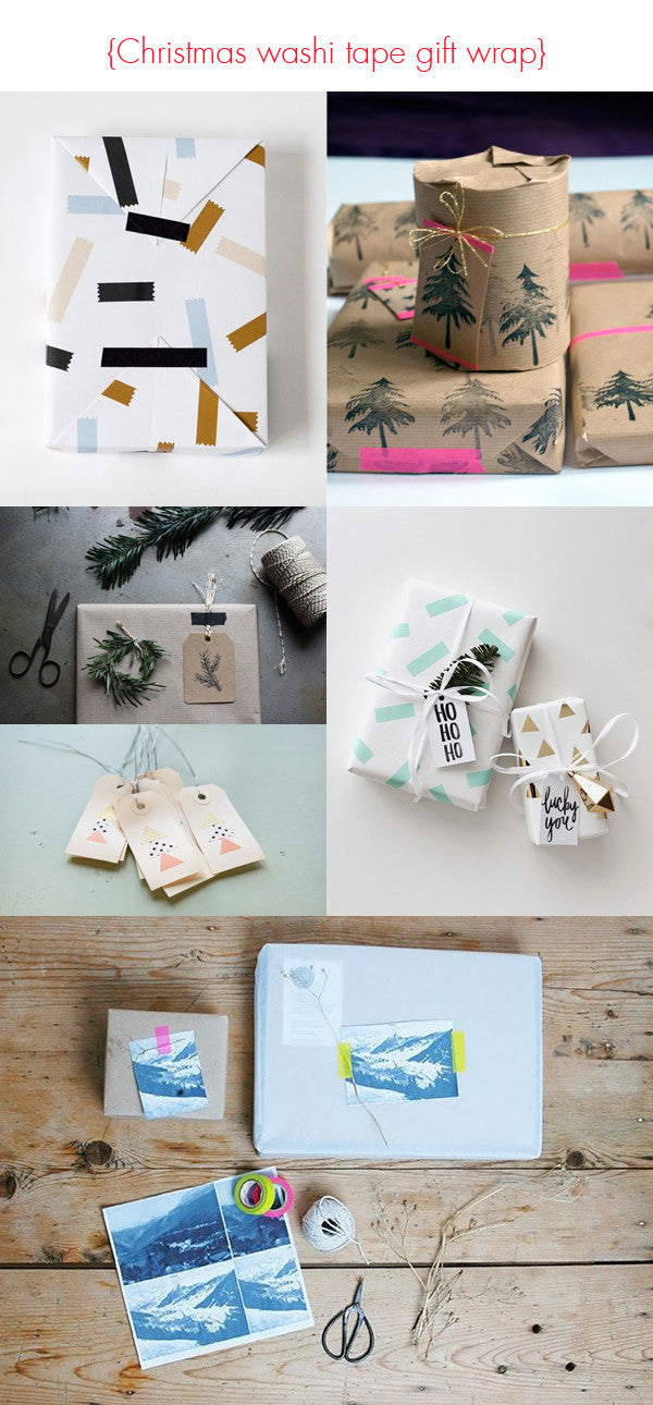 Christmas washi tape gift wrap