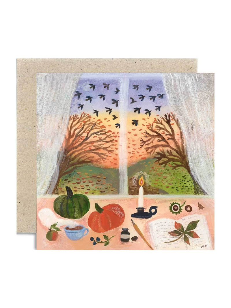 Autumn sunset window card