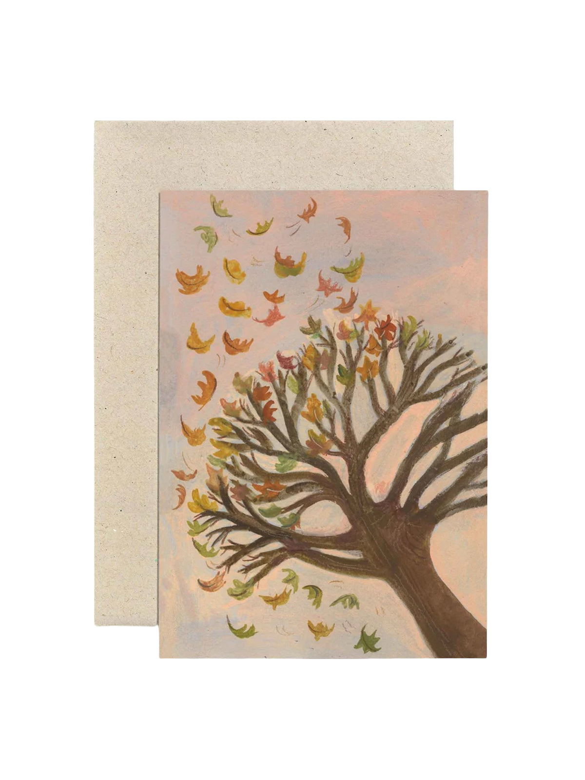 Autumn leaves tree greetings card