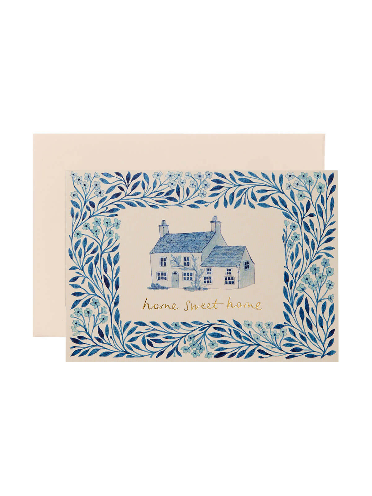 Wanderlust Paper Co blue floral new home card
