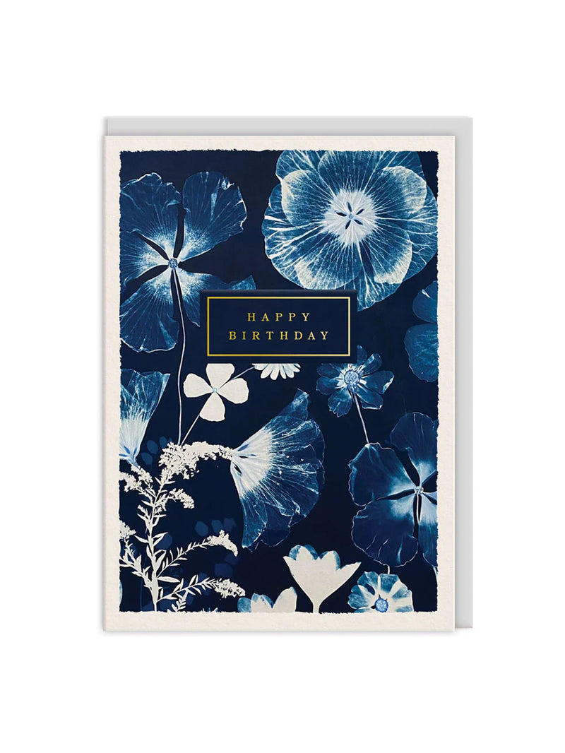 Blue hibiscus birthday card
