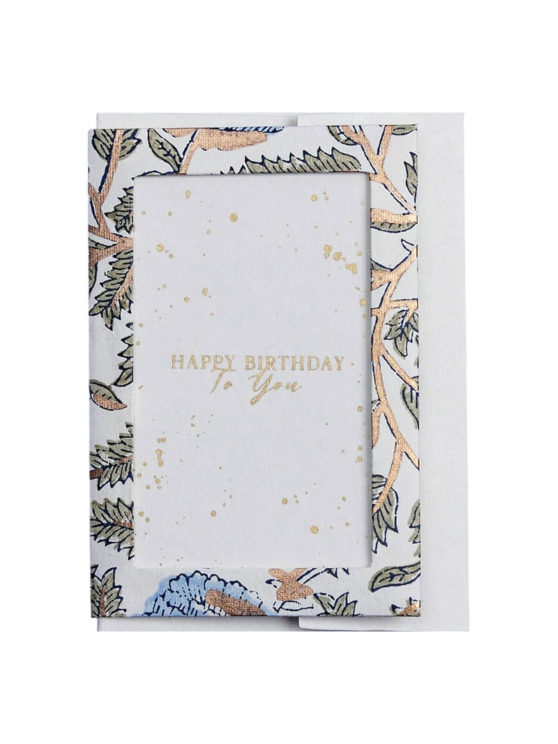 Blue marigold keepsake frame birthday card