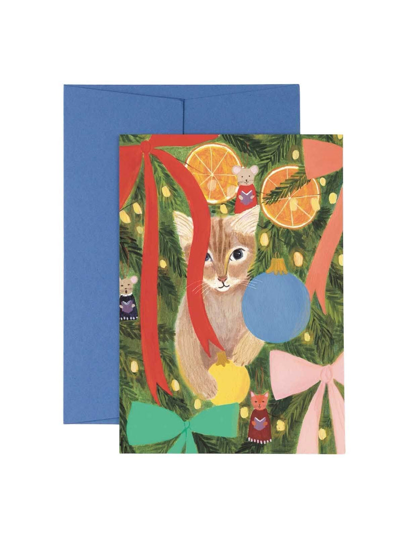 Christmas tree cat card