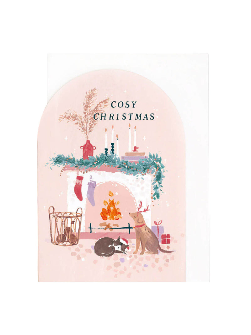 Cosy fireplace Christmas card