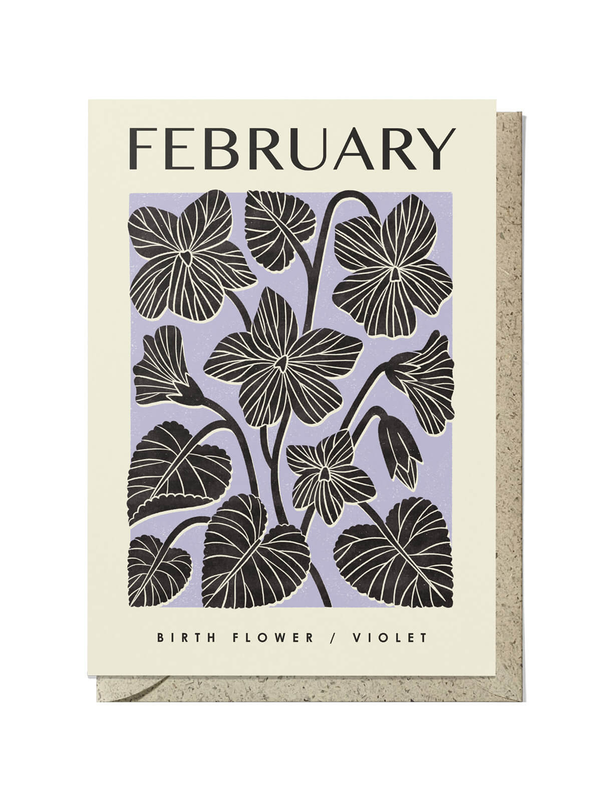 February violet birth flower card