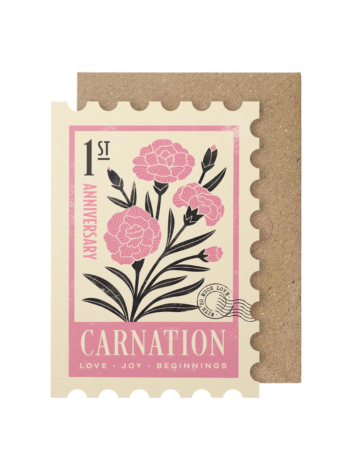 1st anniversary carnations card