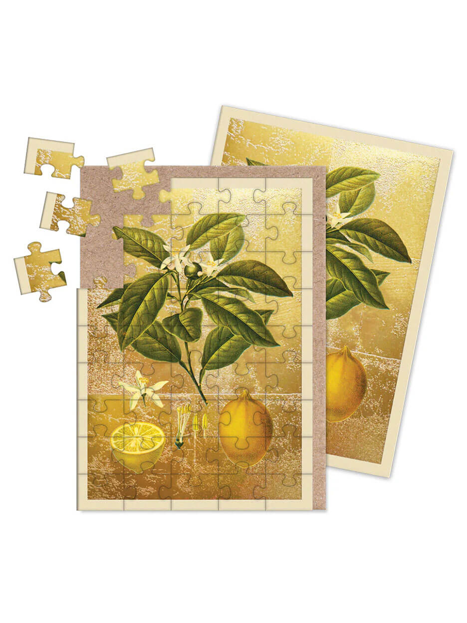 Lemon gold foil puzzle card