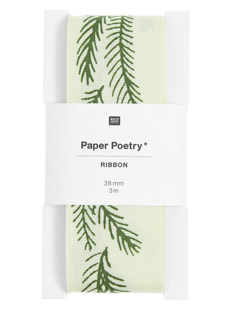 Green branches taffeta ribbon