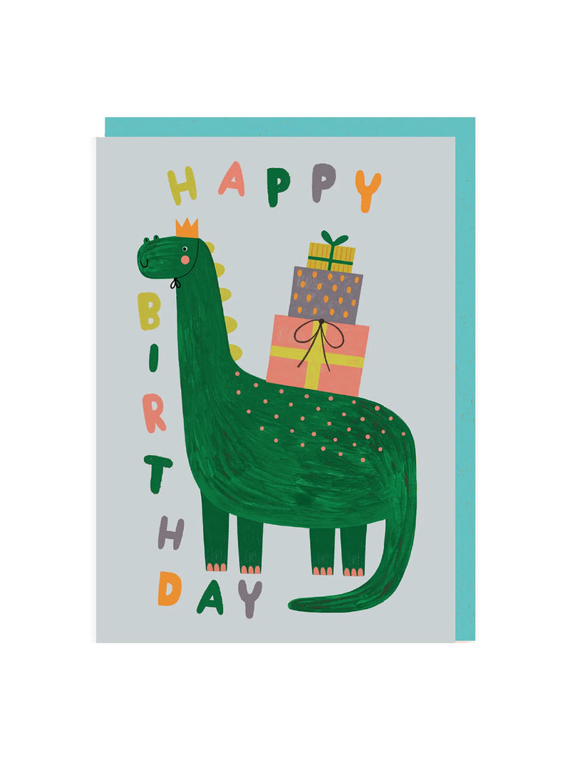 Green dinosaur birthday card
