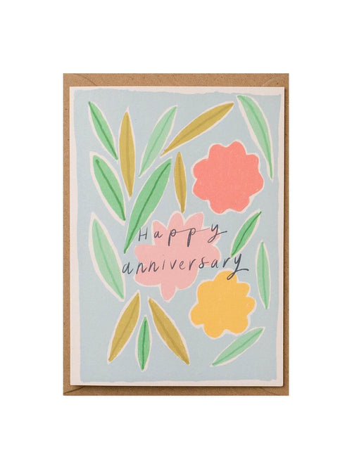 Happy anniversary bold floral card