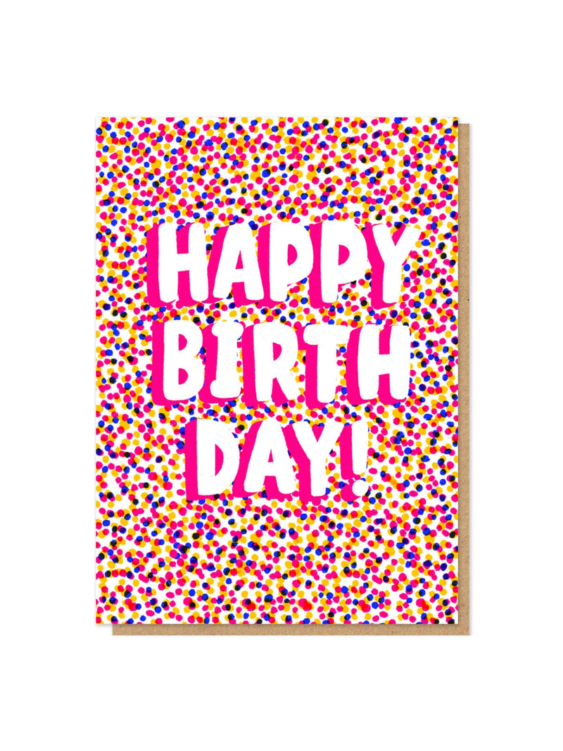 Happy birthday confetti letterpress card