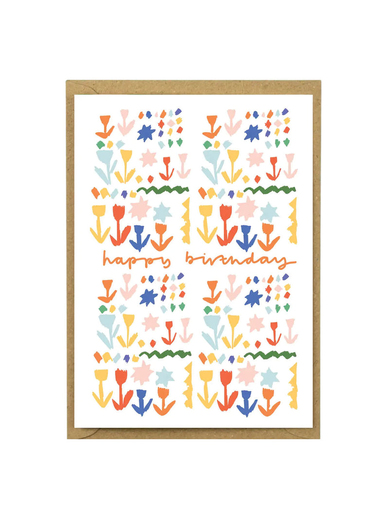 Happy birthday folk pattern card