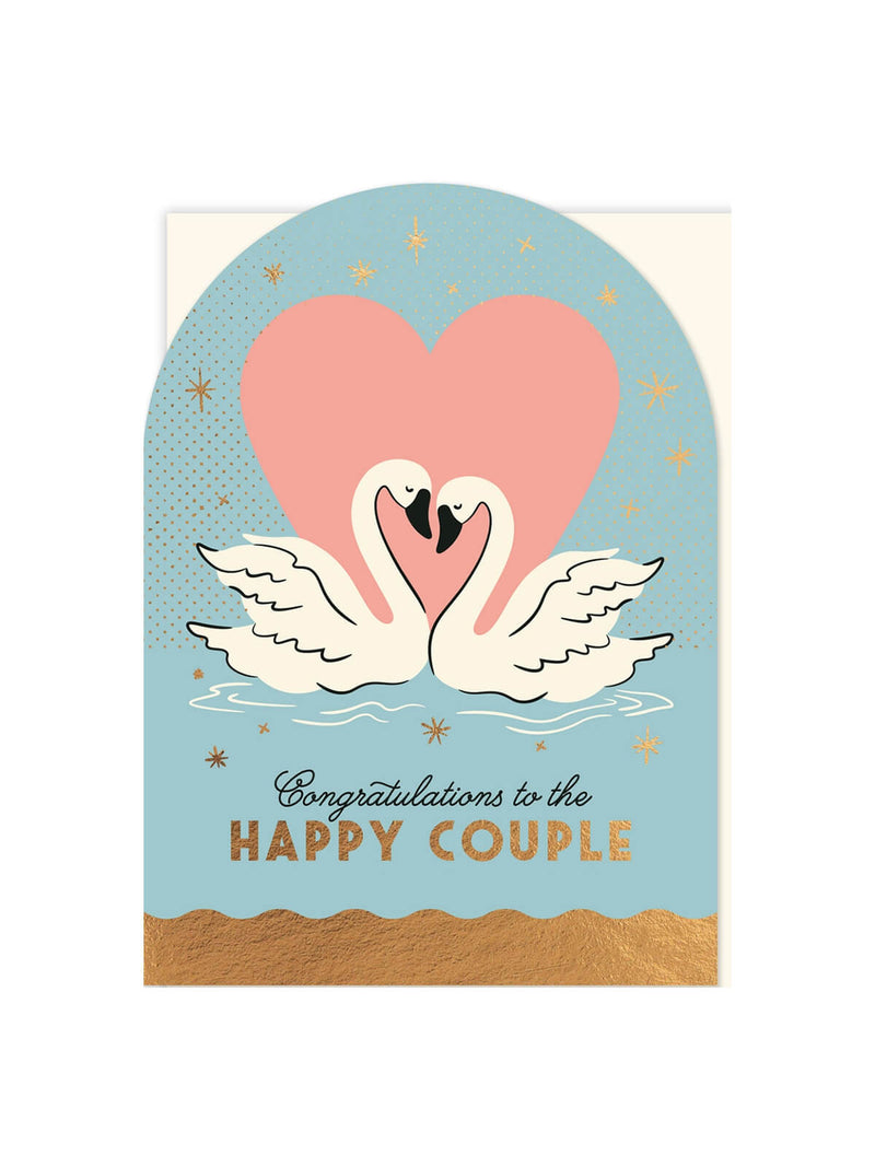 Happy couple swans congrats card