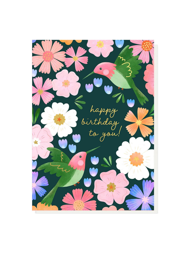 hummingbird blossom birthday card
