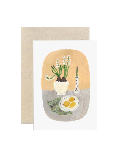 Hyacinths and lemons card