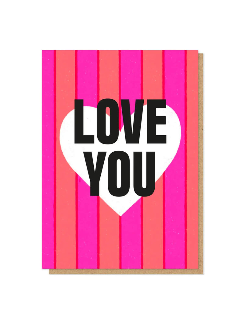 I love you striped letterpress card