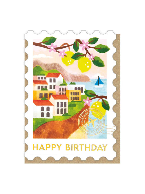 Italian Riviera stamp birthday card