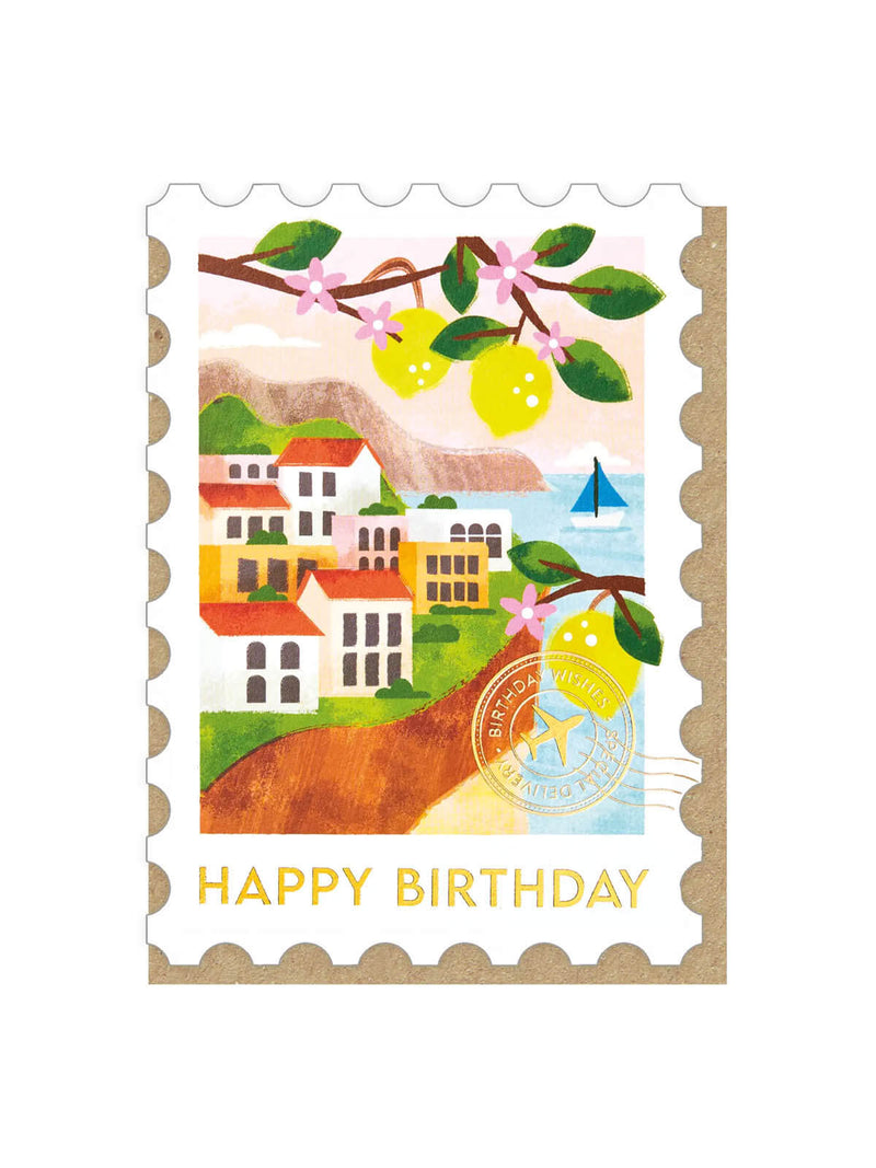 Italian Riviera stamp birthday card