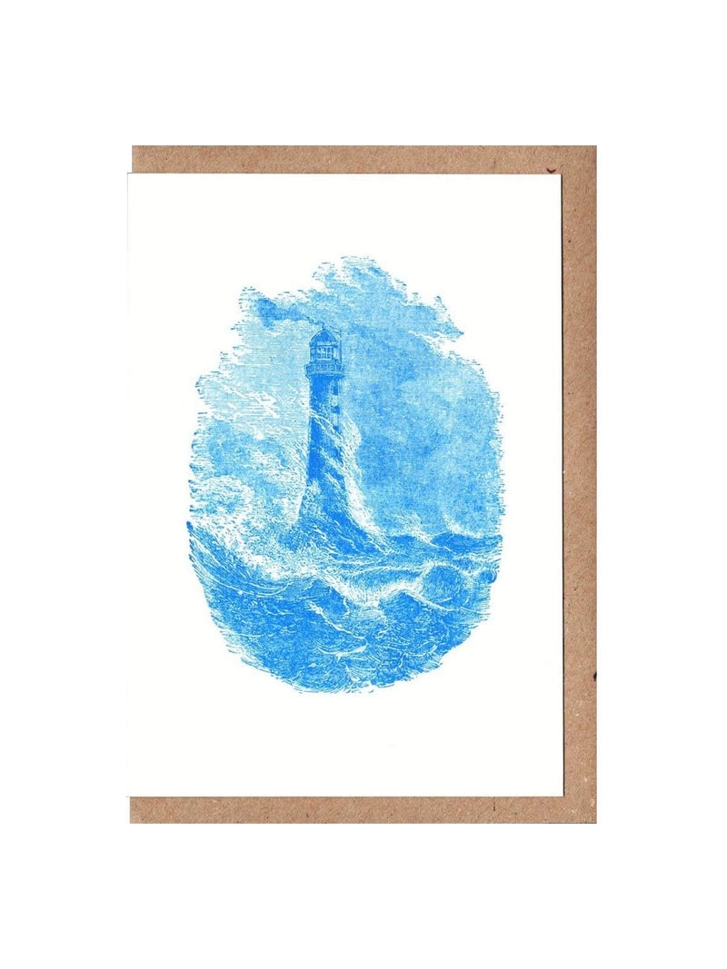 Lighthouse in a storm card