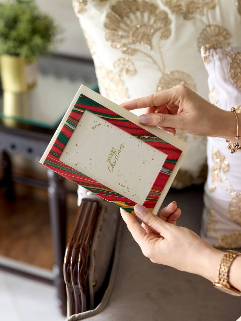 Marbled keepsake frame Christmas card