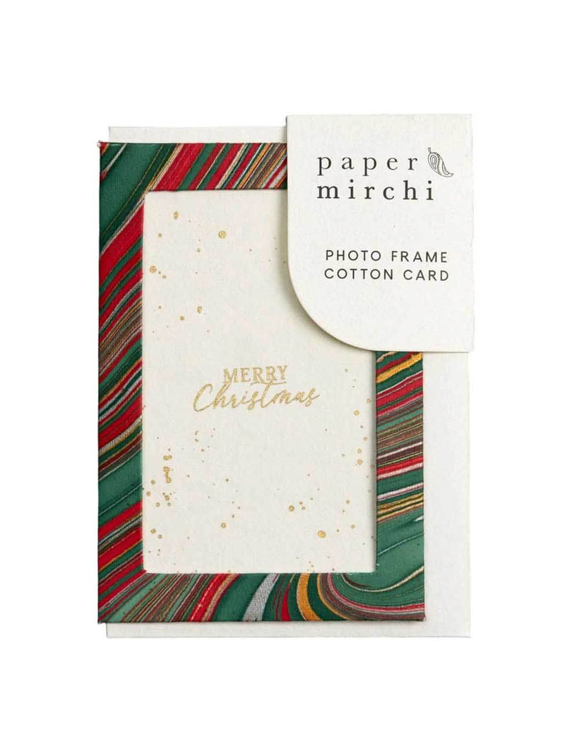 Marbled red keepsake frame Christmas card