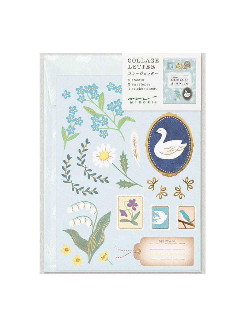Midori bird collage letter writing set