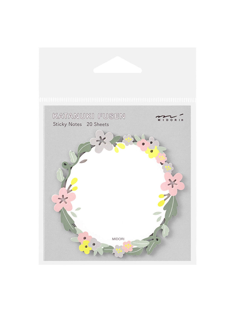 Midori floral wreath die cut sticky notes