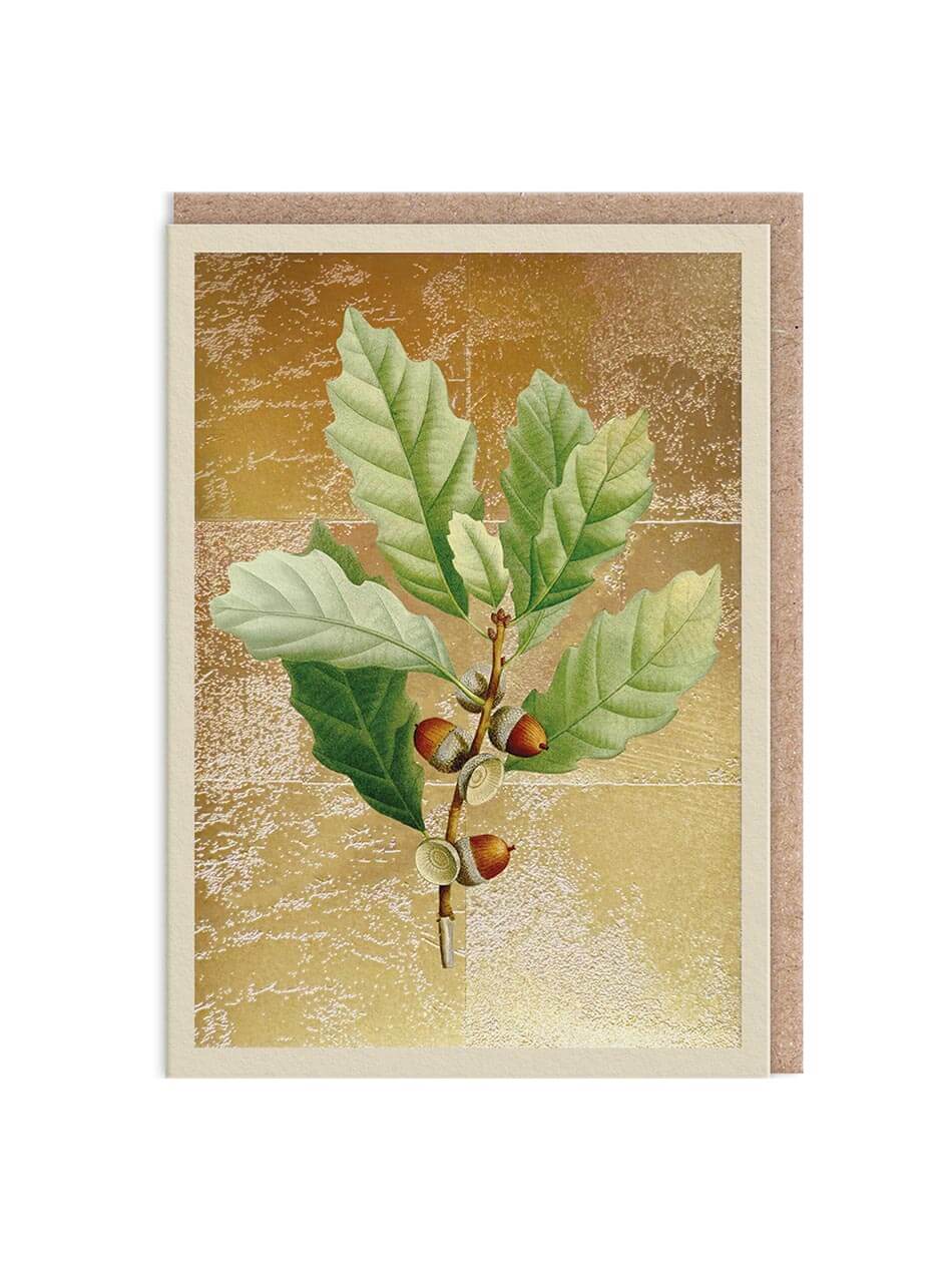 Oak and acorn gold foil card