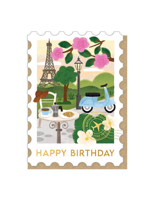 Paris stamp birthday card