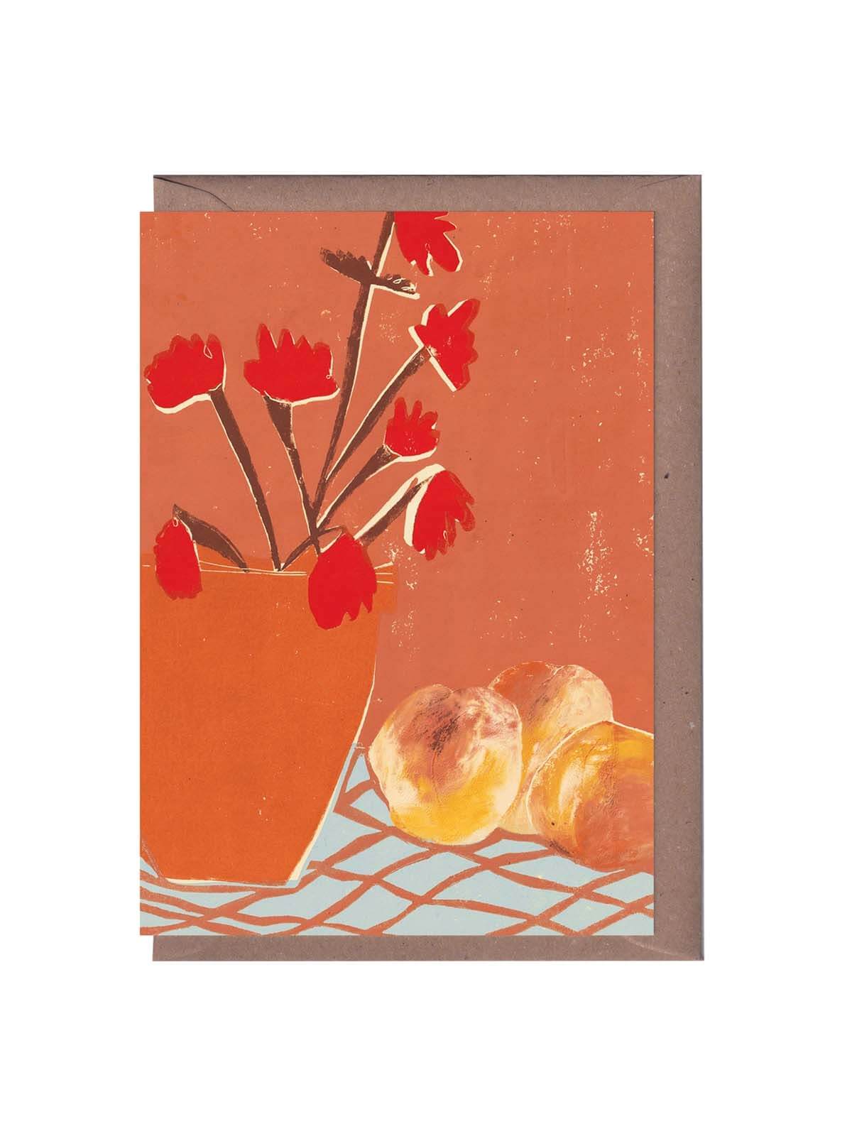 Peaches and begonia card