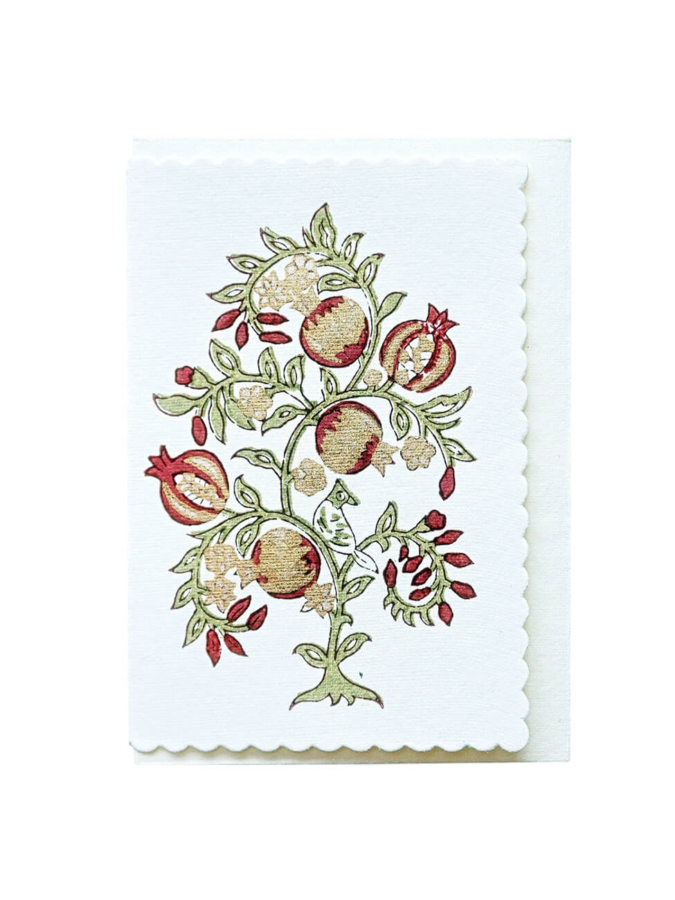 Decorative card with pomegranate design on a white background