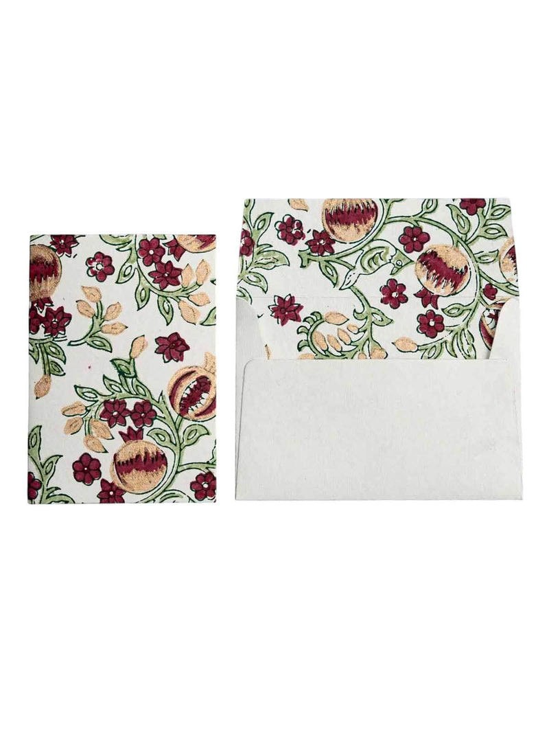 pomegranate cherry block printed card