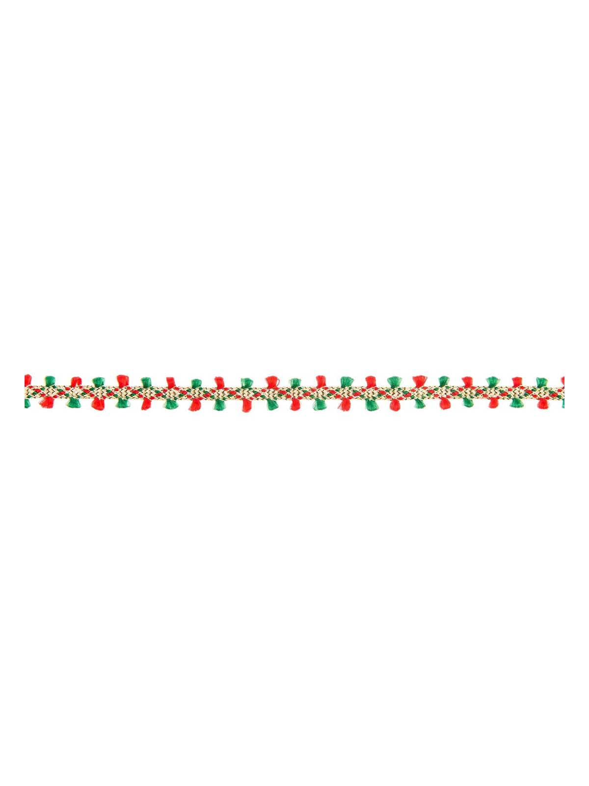 Red and green tasselled ribbon