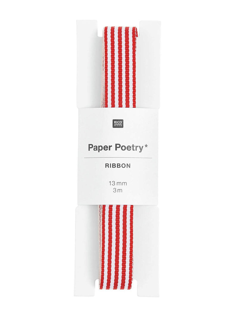 Red and white thin striped ribbon