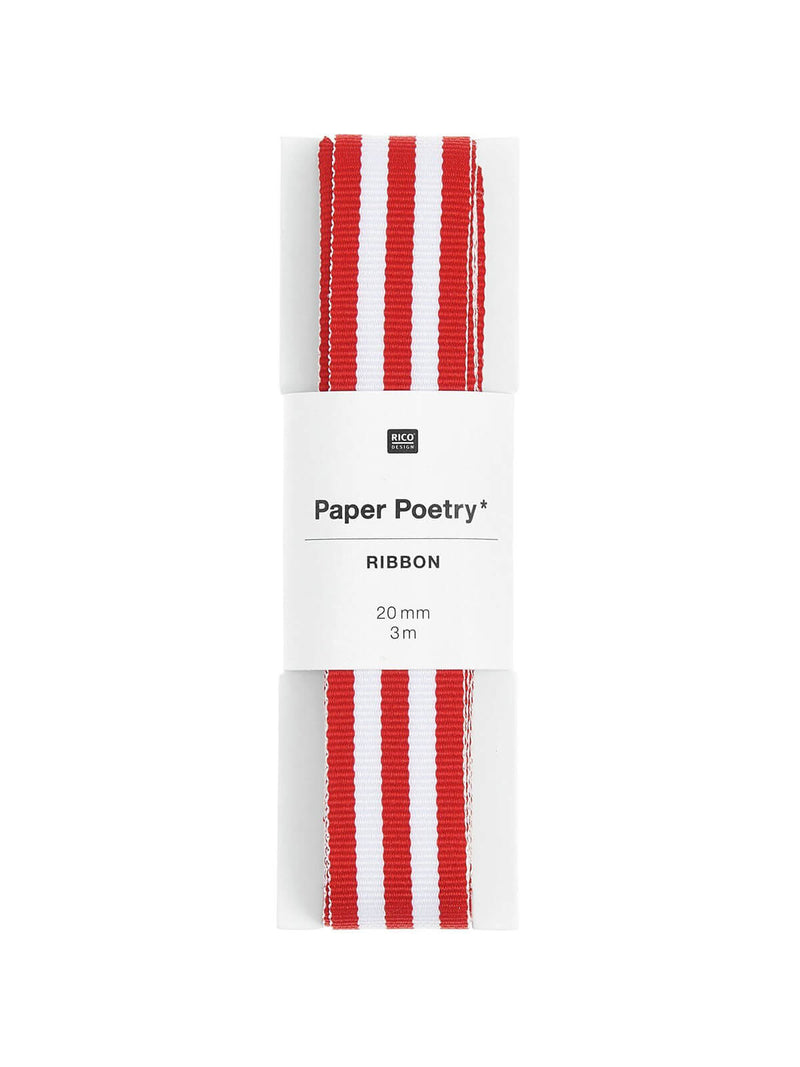 Red and white woven ribbon