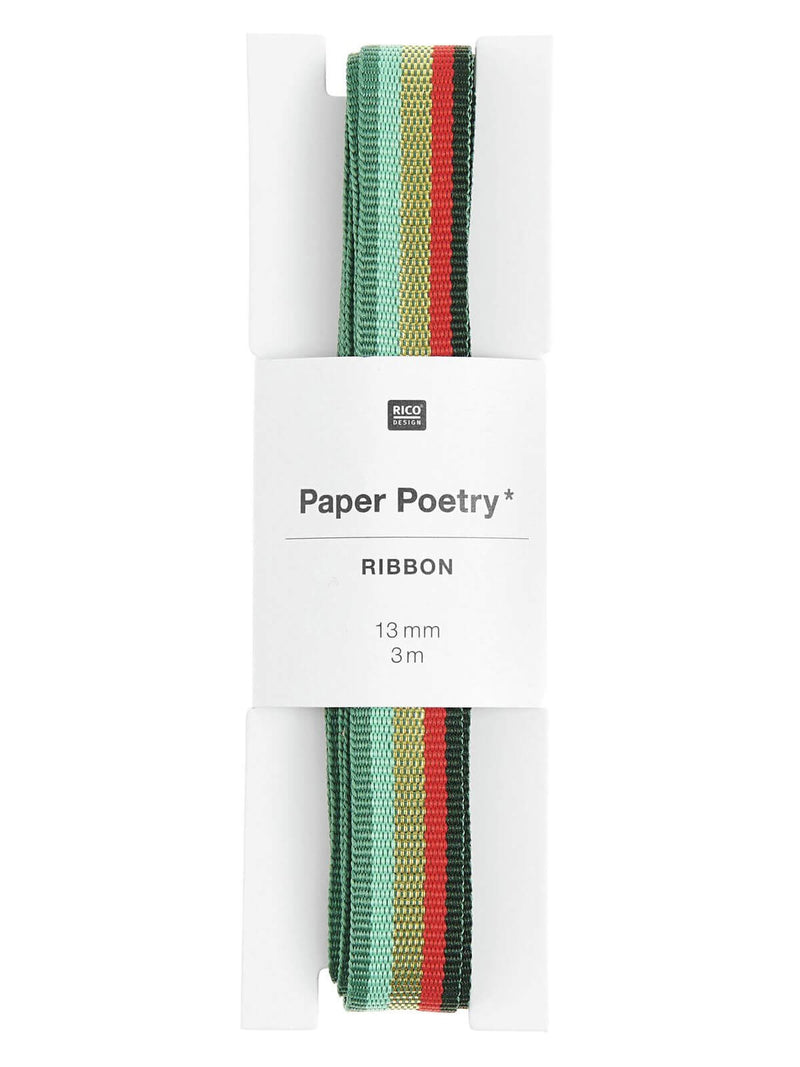 Red green and gold striped ribbon
