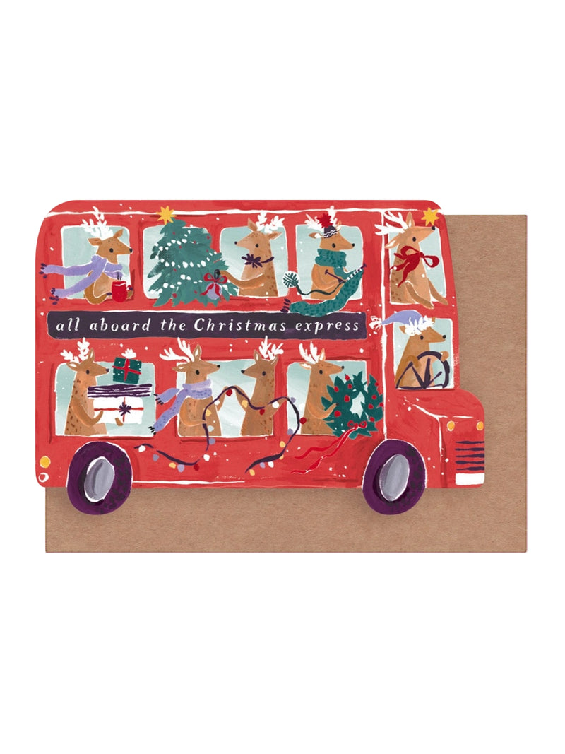 Reindeer bus Christmas card
