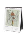 Calendar with a illustration of a person on a bike in Florence, Italy