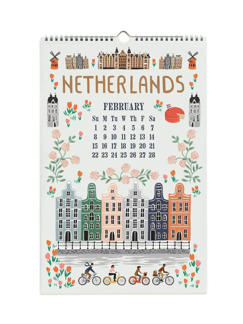 Rifle Paper Co 2026 World travel calendar Feb