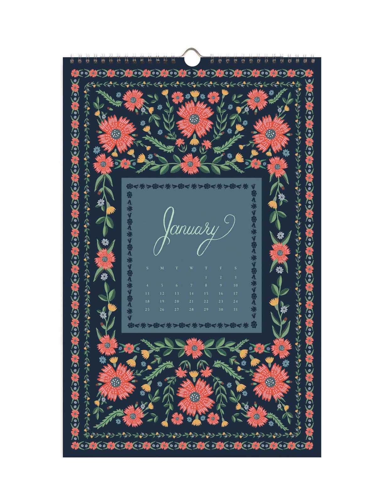 Rifle Paper Co 2026 flora calendar Jan