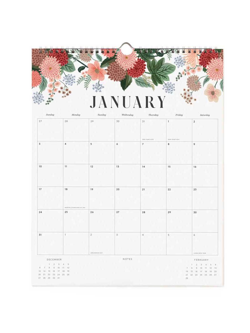 Rifle Paper Co 2027 floral appointment calendar Jan