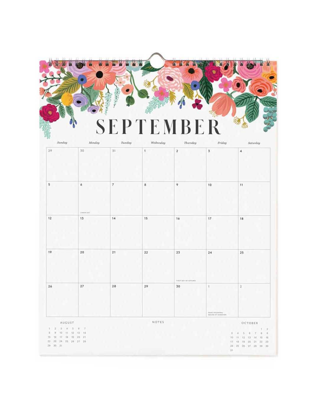 Rifle Paper Co 2027 floral appointment calendar Sept