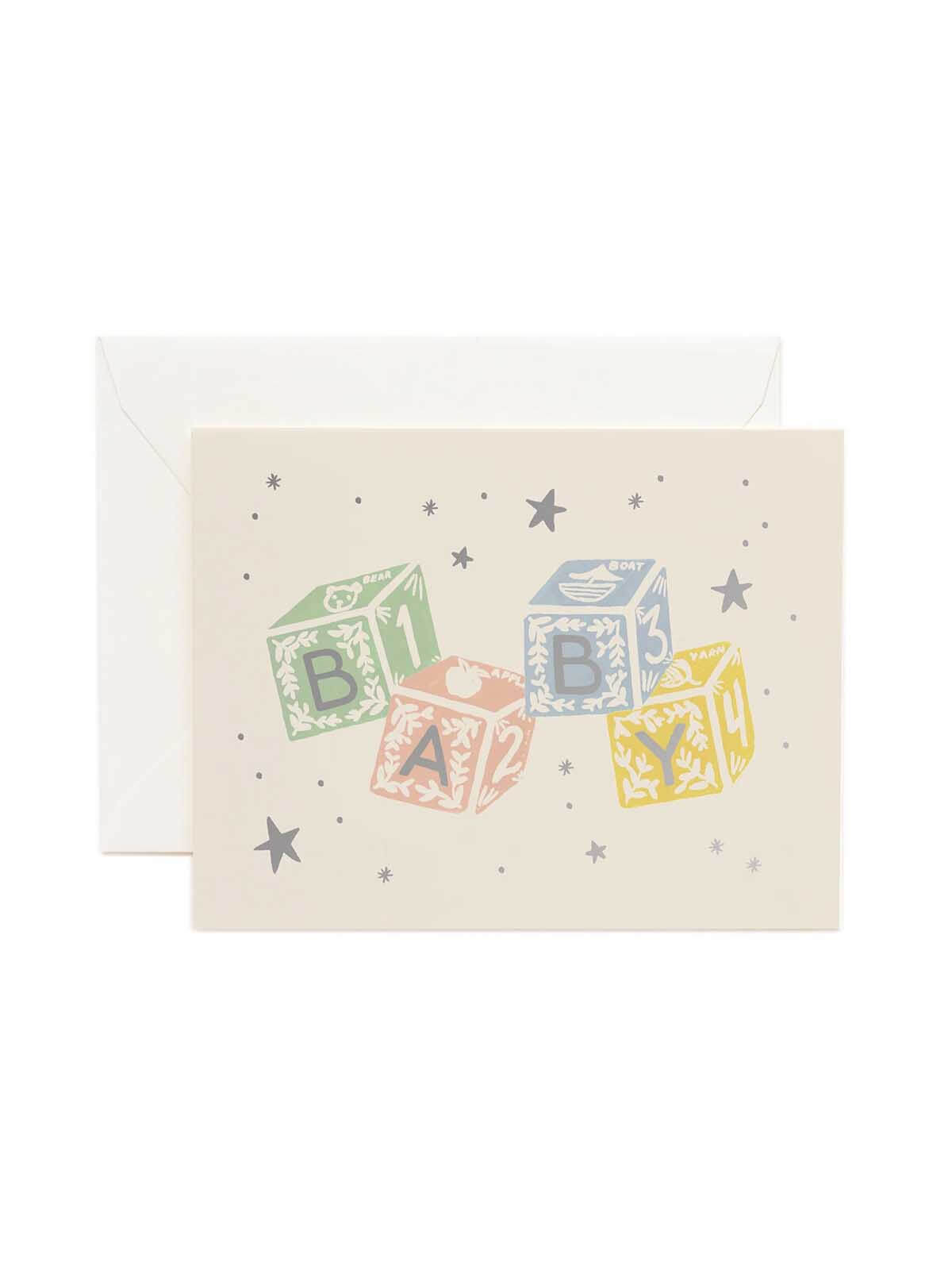 Rifle Paper Co baby blocks card
