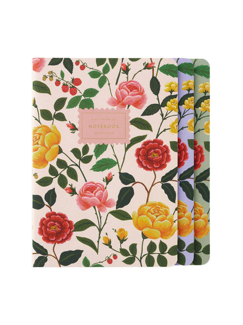 Rifle Paper Co roses stitched notebooks