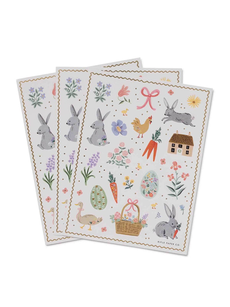 Spring themed stickers with Easter-themed illustrations
