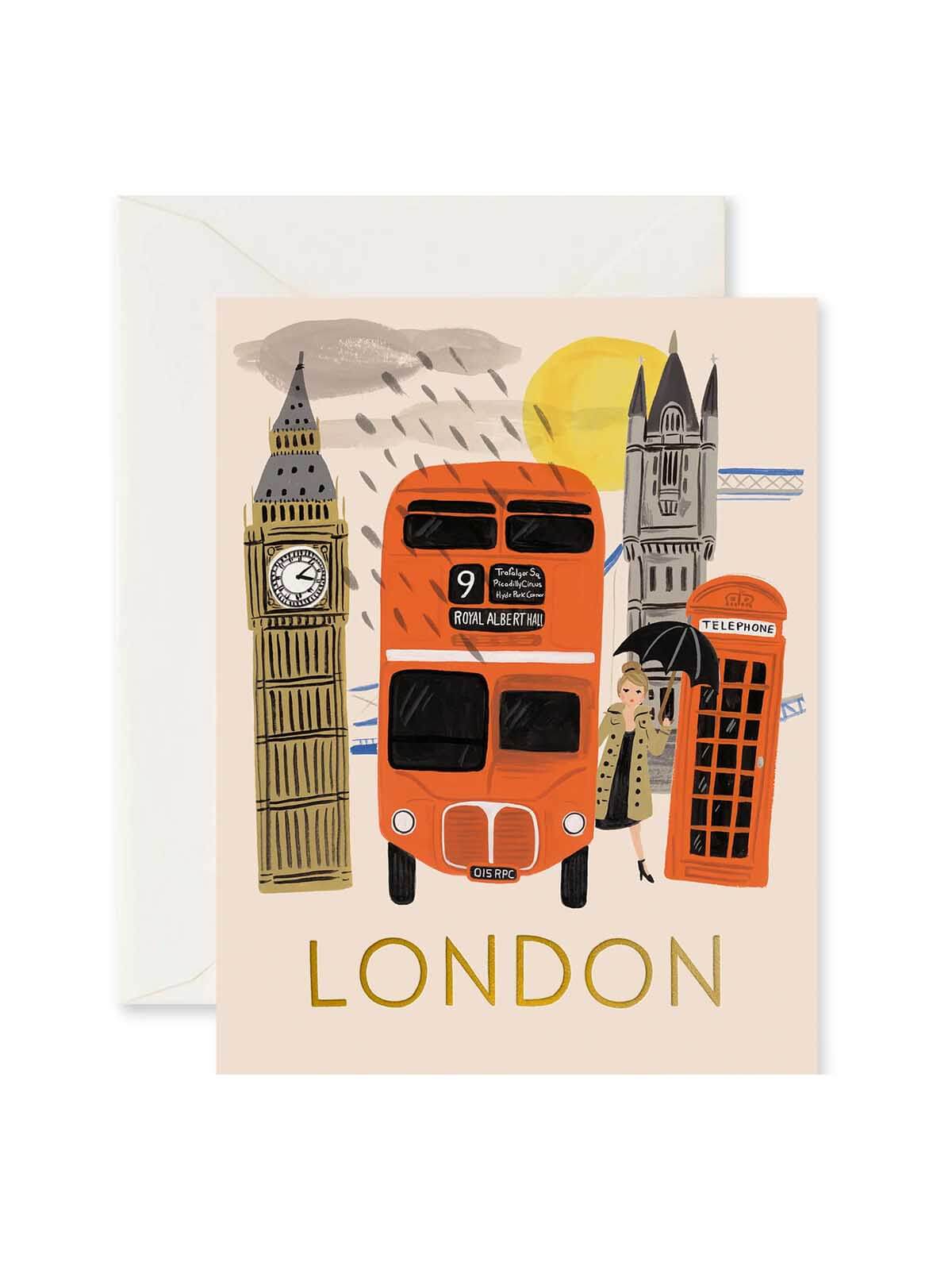 Rifle Paper Co umbrella girl London card