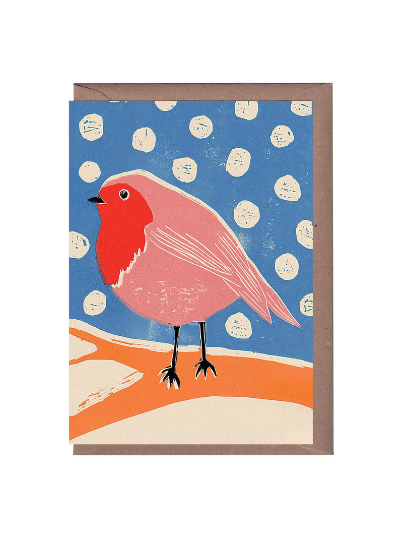 Robin in the snow card