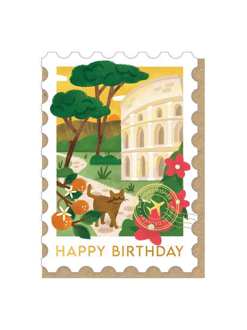 Rome stamp birthday card 