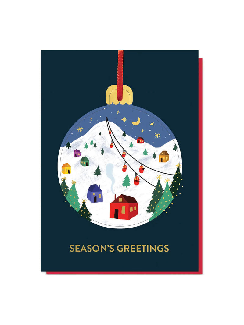 Ski slopes bauble pop out card