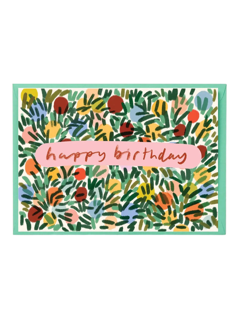 Spots and leaves birthday card
